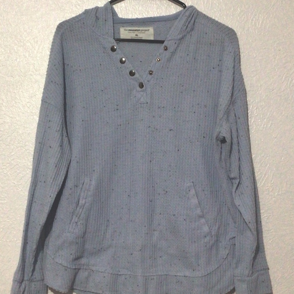 The Sweatshirt Project V Neck w/ Buttons Baby Blue Sweater Size X-Large